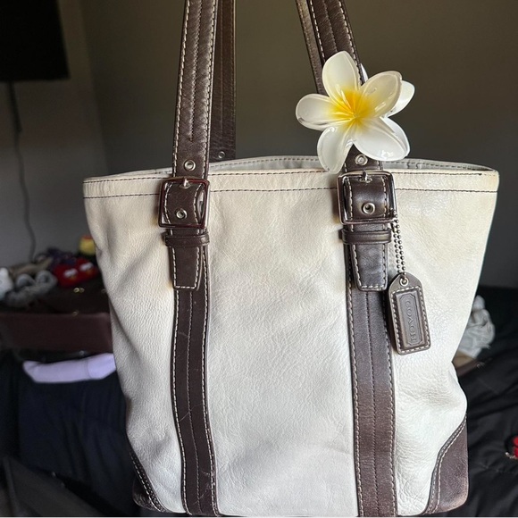 Coach Handbags - Coach Cream and Brown Tote Bag